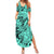 Polynesia Family Matching Summer Maxi Dress and Hawaiian Shirt Tribal Polynesian Spirit With Teal Pacific Flowers LT9 Mom's Dress Teal - Polynesian Pride