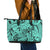 Polynesia Leather Tote Bag Tribal Polynesian Spirit With Teal Pacific Flowers LT9 - Polynesian Pride