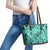 Polynesia Leather Tote Bag Tribal Polynesian Spirit With Teal Pacific Flowers LT9 - Polynesian Pride