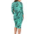 Polynesia Long Sleeve Bodycon Dress Tribal Polynesian Spirit With Teal Pacific Flowers LT9 - Polynesian Pride