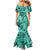 Polynesia Mermaid Dress Tribal Polynesian Spirit With Teal Pacific Flowers LT9 - Polynesian Pride