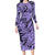 Polynesia Family Matching Long Sleeve Bodycon Dress and Hawaiian Shirt Tribal Polynesian Spirit With Violet Pacific Flowers LT9 Mom's Dress Violet - Polynesian Pride