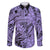 Polynesia Family Matching Mermaid Dress and Hawaiian Shirt Tribal Polynesian Spirit With Violet Pacific Flowers LT9 Dad's Shirt - Long Sleeve Violet - Polynesian Pride