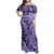 Polynesia Family Matching Off Shoulder Maxi Dress and Hawaiian Shirt Tribal Polynesian Spirit With Violet Pacific Flowers LT9 Mom's Dress Violet - Polynesian Pride