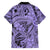 Polynesia Family Matching Off Shoulder Short Dress and Hawaiian Shirt Tribal Polynesian Spirit With Violet Pacific Flowers LT9 - Polynesian Pride