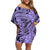 Polynesia Family Matching Off Shoulder Short Dress and Hawaiian Shirt Tribal Polynesian Spirit With Violet Pacific Flowers LT9 Mom's Dress Violet - Polynesian Pride