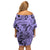 Polynesia Family Matching Off Shoulder Short Dress and Hawaiian Shirt Tribal Polynesian Spirit With Violet Pacific Flowers LT9 - Polynesian Pride