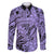 Polynesia Family Matching Short Sleeve Bodycon Dress and Hawaiian Shirt Tribal Polynesian Spirit With Violet Pacific Flowers LT9 Dad's Shirt - Long Sleeve Violet - Polynesian Pride