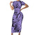 Polynesia Family Matching Short Sleeve Bodycon Dress and Hawaiian Shirt Tribal Polynesian Spirit With Violet Pacific Flowers LT9 Mom's Dress Violet - Polynesian Pride