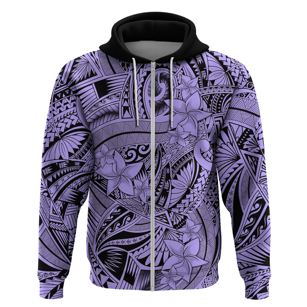 Polynesia Hoodie Tribal Polynesian Spirit With Violet Pacific Flowers LT9 - Polynesian Pride