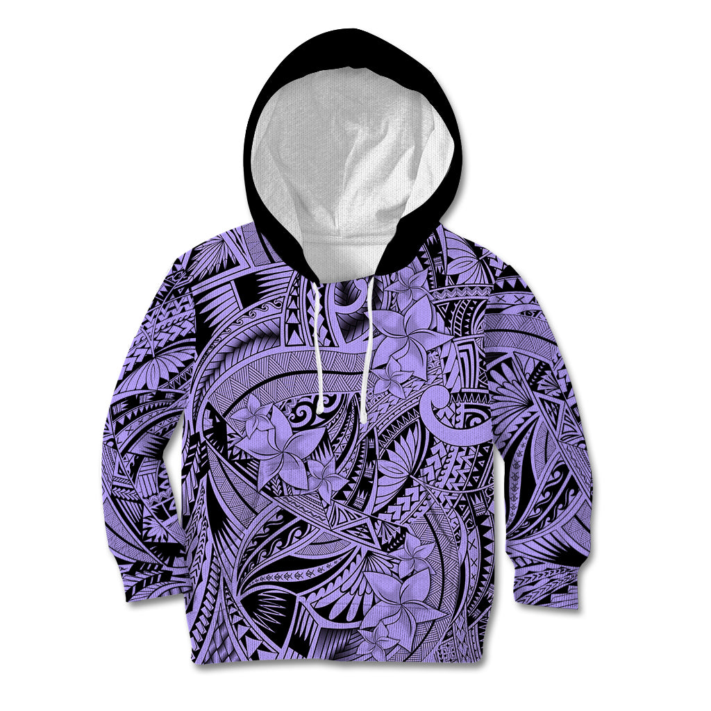 Polynesia Kid Hoodie Tribal Polynesian Spirit With Violet Pacific Flowers LT9 Hoodie Violet - Polynesian Pride
