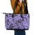 Polynesia Leather Tote Bag Tribal Polynesian Spirit With Violet Pacific Flowers LT9 - Polynesian Pride