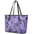 Polynesia Leather Tote Bag Tribal Polynesian Spirit With Violet Pacific Flowers LT9 - Polynesian Pride