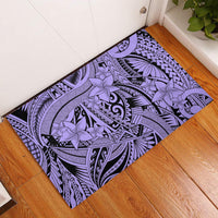 Polynesia Rubber Doormat Tribal Polynesian Spirit With Violet Pacific Flowers LT9 Violet - Polynesian Pride