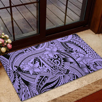 Polynesia Rubber Doormat Tribal Polynesian Spirit With Violet Pacific Flowers LT9 - Polynesian Pride