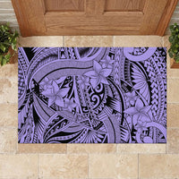 Polynesia Rubber Doormat Tribal Polynesian Spirit With Violet Pacific Flowers LT9 - Polynesian Pride