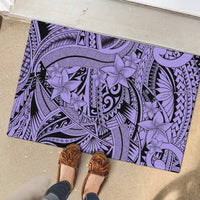 Polynesia Rubber Doormat Tribal Polynesian Spirit With Violet Pacific Flowers LT9 - Polynesian Pride