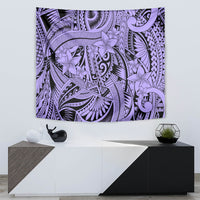 Polynesia Tapestry Tribal Polynesian Spirit With Violet Pacific Flowers LT9 - Polynesian Pride