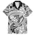 Polynesia Family Matching Off Shoulder Long Sleeve Dress and Hawaiian Shirt Tribal Polynesian Spirit With White Pacific Flowers LT9 Dad's Shirt - Short Sleeve White - Polynesian Pride