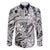 Polynesia Family Matching Puletasi Dress and Hawaiian Shirt Tribal Polynesian Spirit With White Pacific Flowers LT9 Dad's Shirt - Long Sleeve White - Polynesian Pride