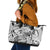 Polynesia Leather Tote Bag Tribal Polynesian Spirit With White Pacific Flowers LT9 White - Polynesian Pride