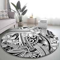 Polynesia Round Carpet Tribal Polynesian Spirit With White Pacific Flowers LT9 - Polynesian Pride