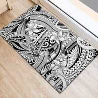 Polynesia Rubber Doormat Tribal Polynesian Spirit With White Pacific Flowers LT9 - Polynesian Pride