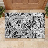 Polynesia Rubber Doormat Tribal Polynesian Spirit With White Pacific Flowers LT9 - Polynesian Pride