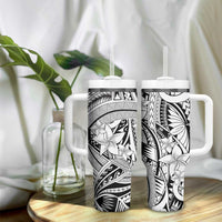 White Pacific Flowers Tribal Polynesian Spirit Tumbler With Handle LT9 - Polynesian Pride