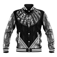 Black Samoa Tribal Chest Tattoo Baseball Jacket LT9 Unisex Black - Polynesian Pride