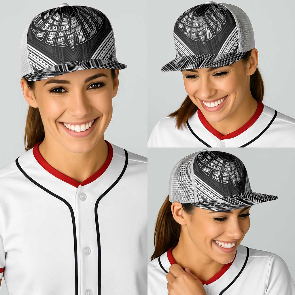 Black Samoa Tribal Chest Tattoo Baseball Net Cap LT9 - Polynesian Pride