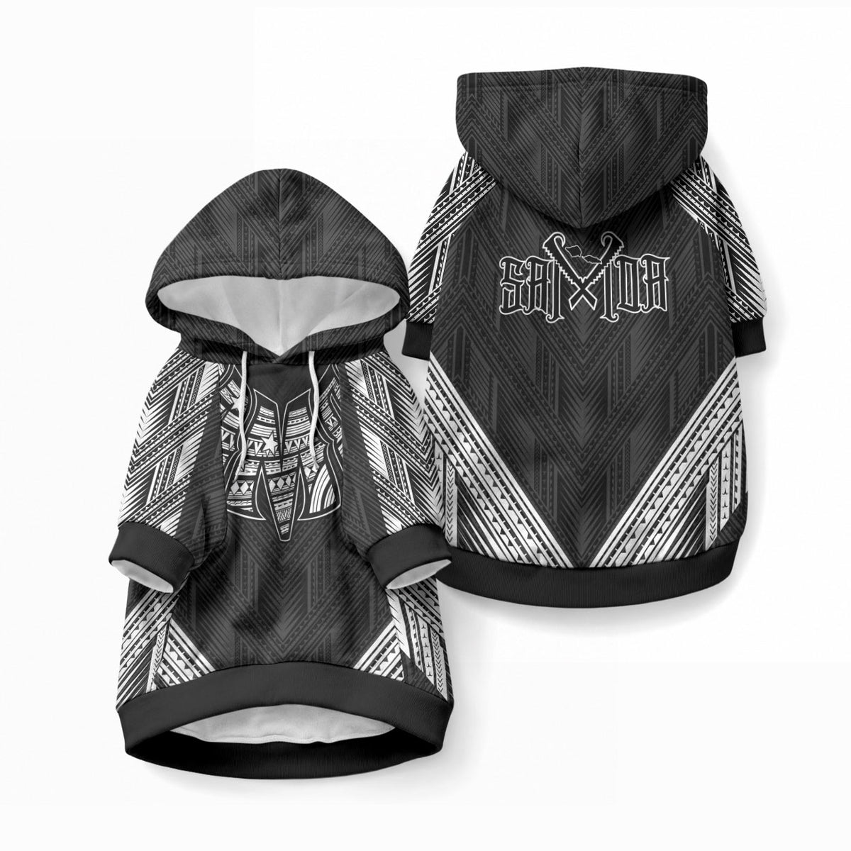 Black Samoa Tribal Chest Tattoo Pet Hoodie LT9 Pullover Black - Polynesian Pride