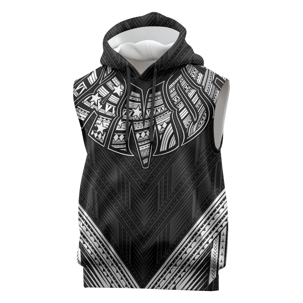 Black Samoa Tribal Chest Tattoo Sleeveless Hoodie LT9 Black - Polynesian Pride