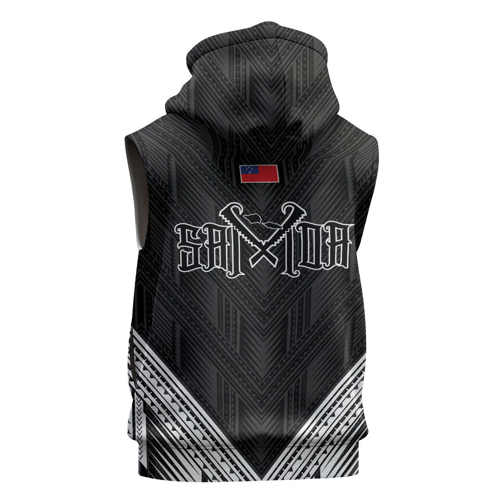 Black Samoa Tribal Chest Tattoo Sleeveless Hoodie LT9 - Polynesian Pride