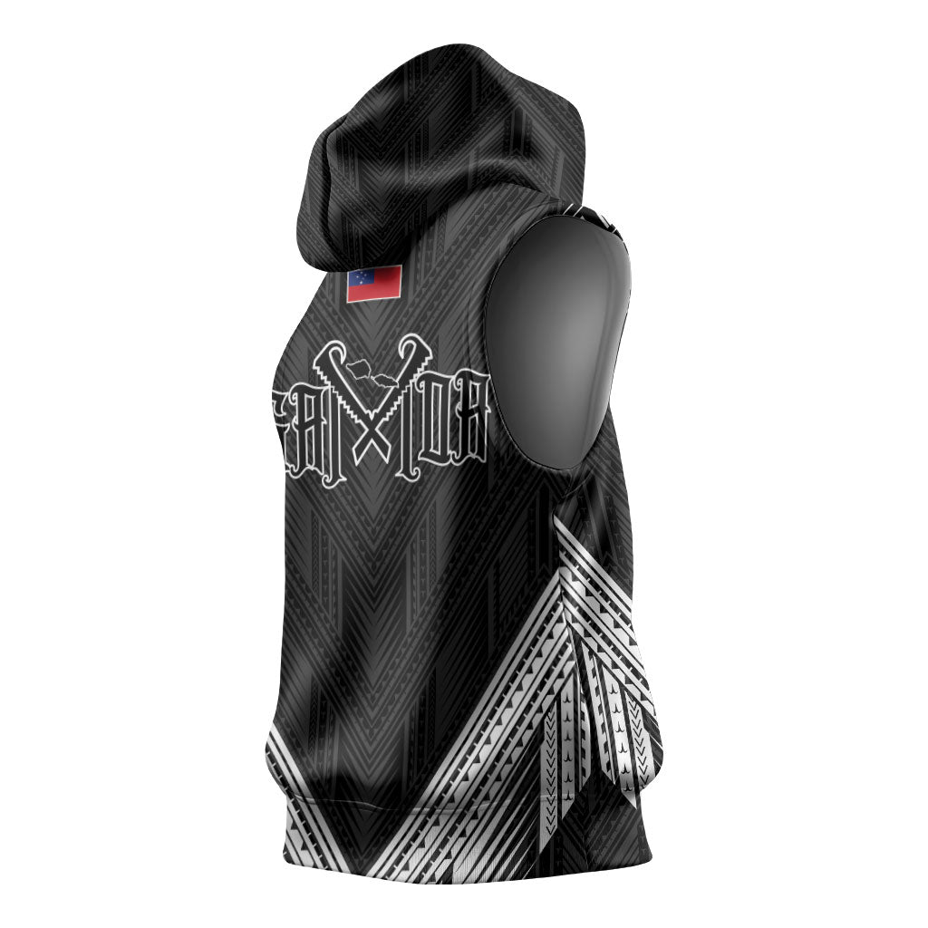 Black Samoa Tribal Chest Tattoo Sleeveless Hoodie LT9 - Polynesian Pride