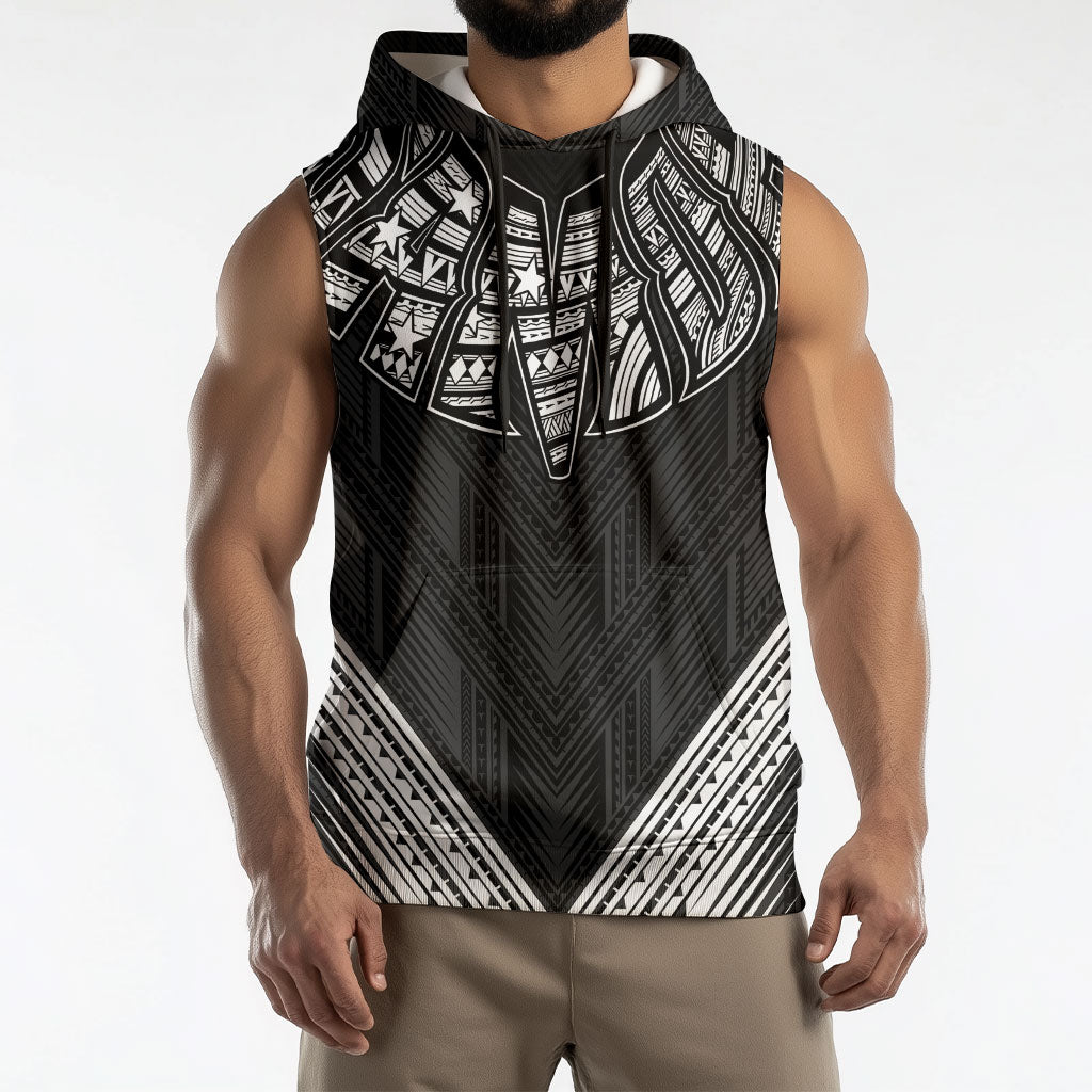 Black Samoa Tribal Chest Tattoo Sleeveless Hoodie LT9 - Polynesian Pride