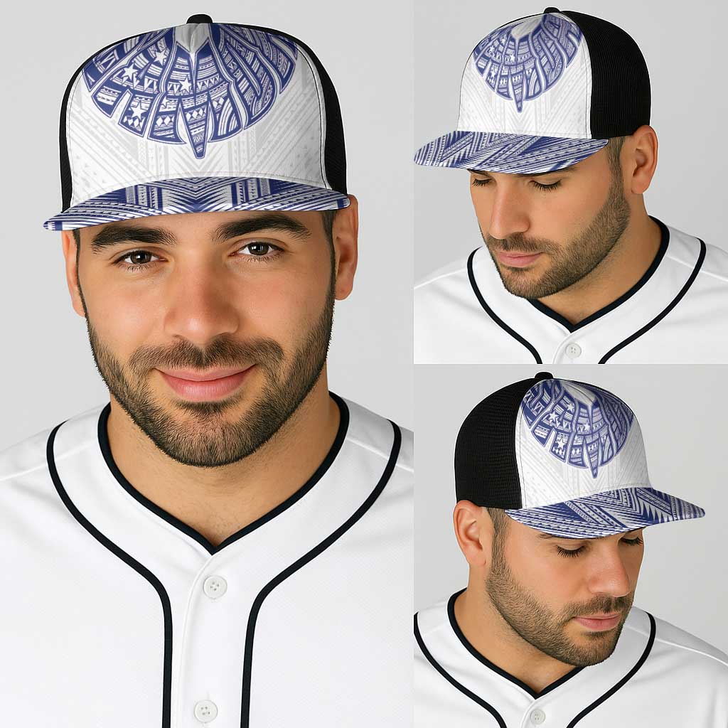 White Samoa Tribal Chest Tattoo Baseball Net Cap LT9 - Polynesian Pride