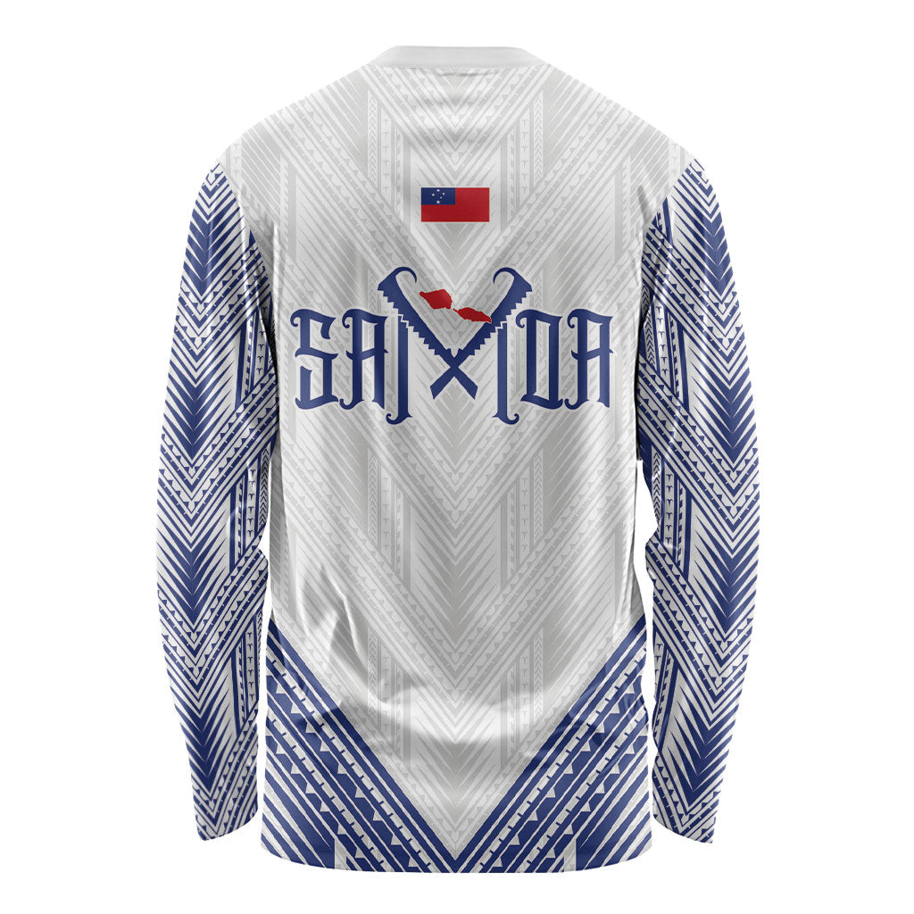 White Samoa Tribal Chest Tattoo Long Sleeve Shirt LT9 - Polynesian Pride