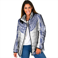White Samoa Tribal Chest Tattoo Padded Jacket LT9 Women White - Polynesian Pride