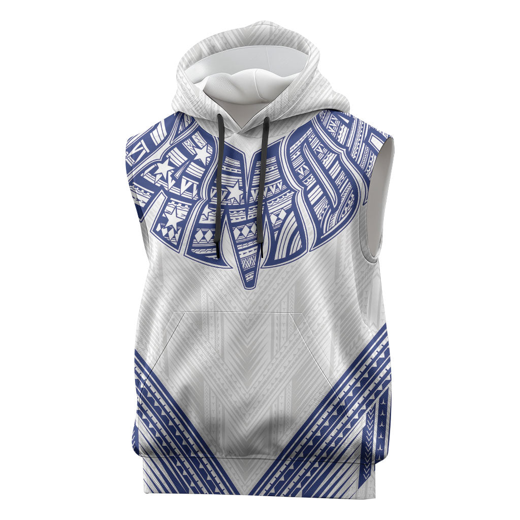 White Samoa Tribal Chest Tattoo Sleeveless Hoodie LT9 White - Polynesian Pride