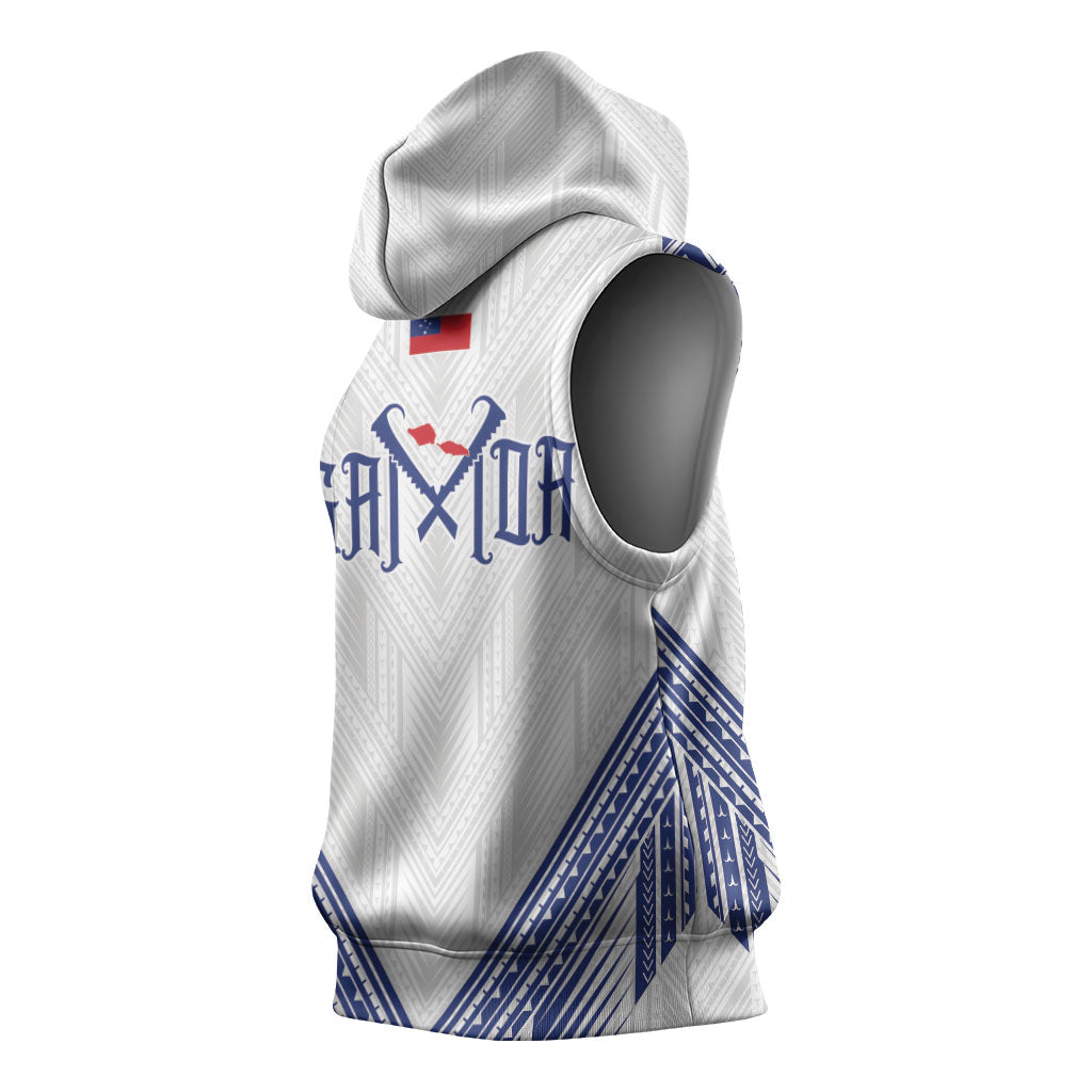 White Samoa Tribal Chest Tattoo Sleeveless Hoodie LT9 - Polynesian Pride