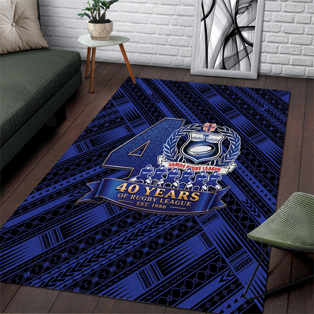 Toa Samoa 40th Anniversary Area Rug Royal Blue Tribal LT9 Blue - Polynesian Pride