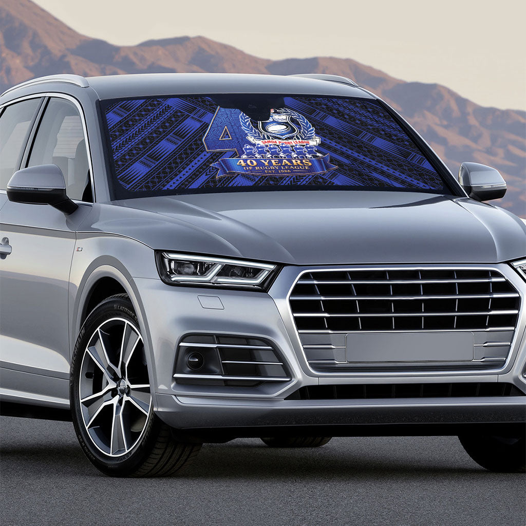 Toa Samoa 40th Anniversary Auto Sun Shade Royal Blue Tribal LT9 - Polynesian Pride