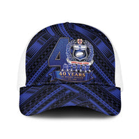 Toa Samoa 40th Anniversary Baseball Net Cap Royal Blue Tribal LT9 One Size White Blue - Polynesian Pride