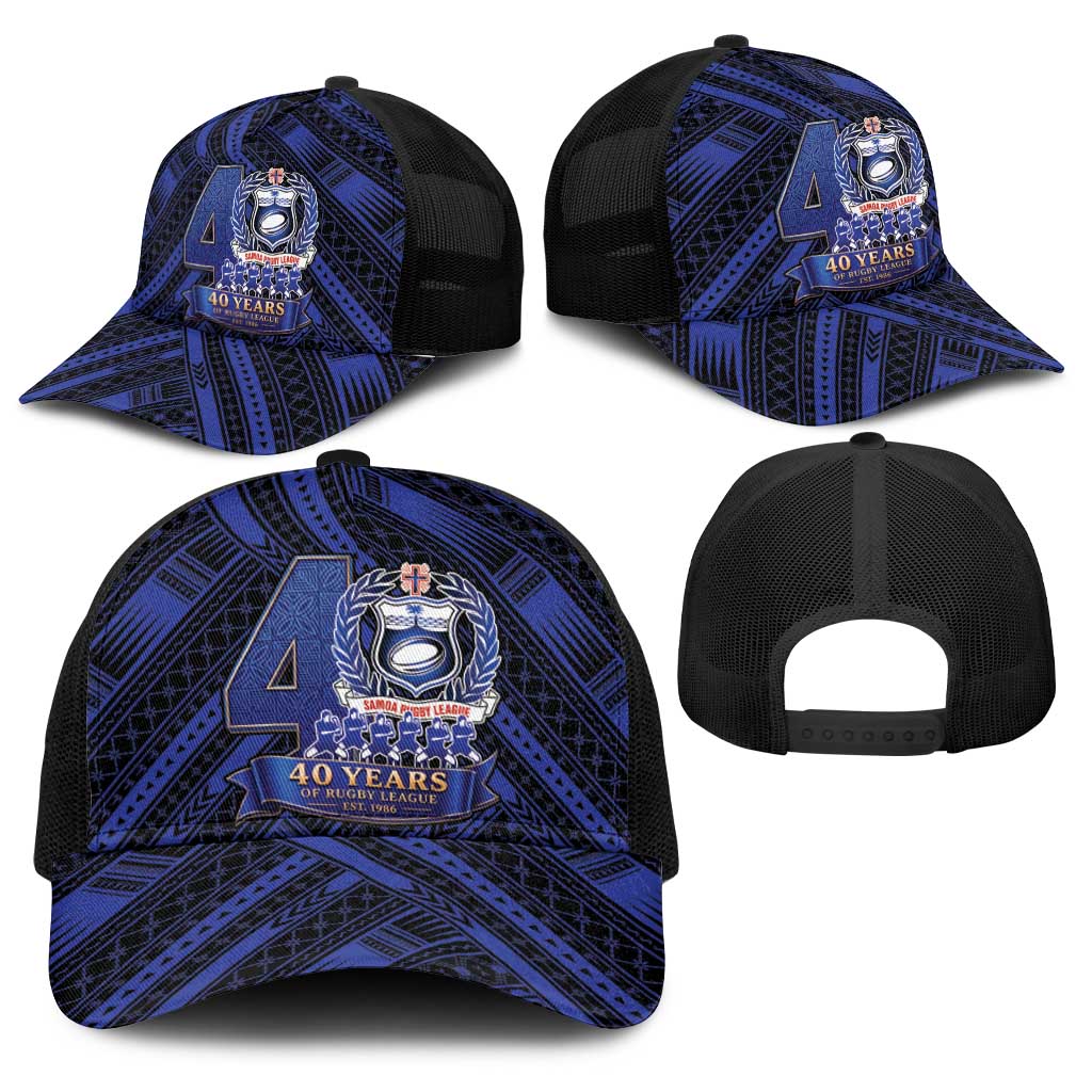 Toa Samoa 40th Anniversary Baseball Net Cap Royal Blue Tribal LT9 - Polynesian Pride