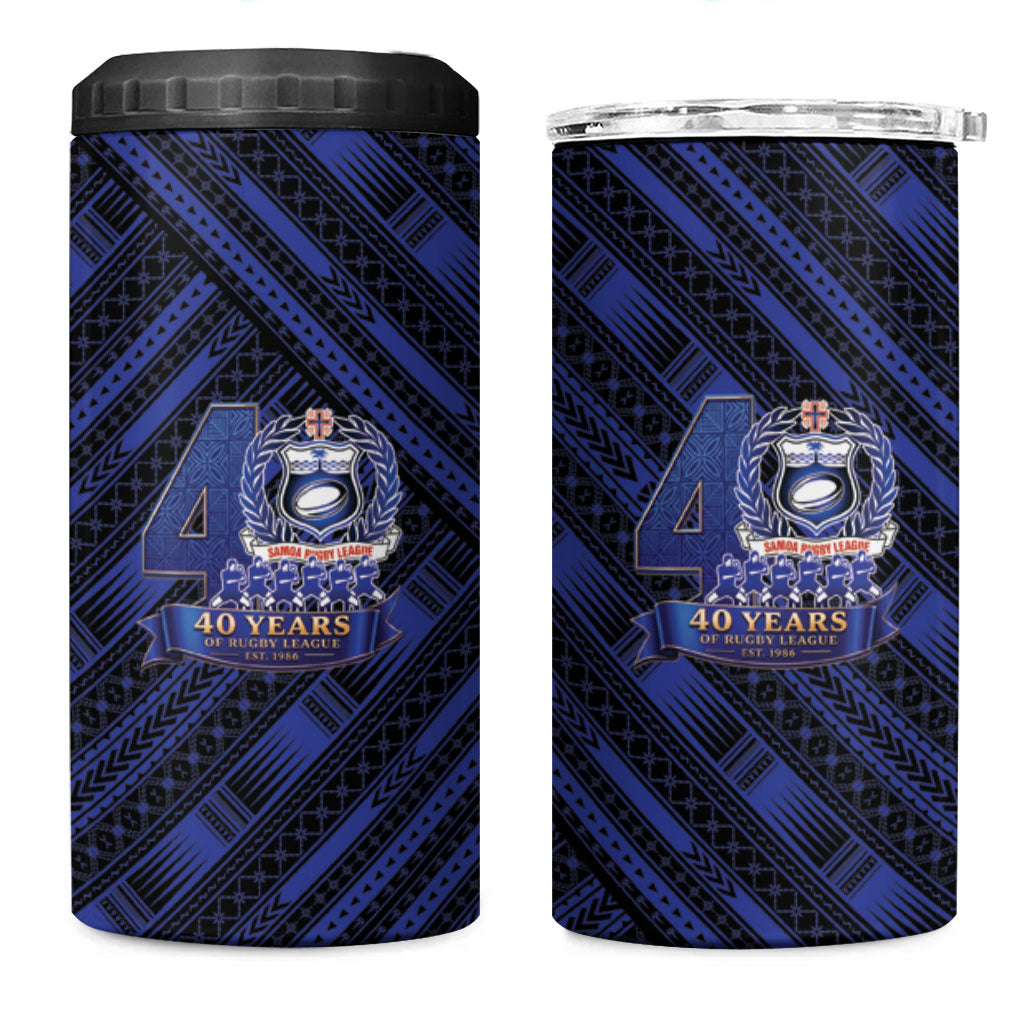 Toa Samoa 40th Anniversary 4 in 1 Can Cooler Tumbler Royal Blue Tribal LT9 One Size: 16 oz Blue - Polynesian Pride