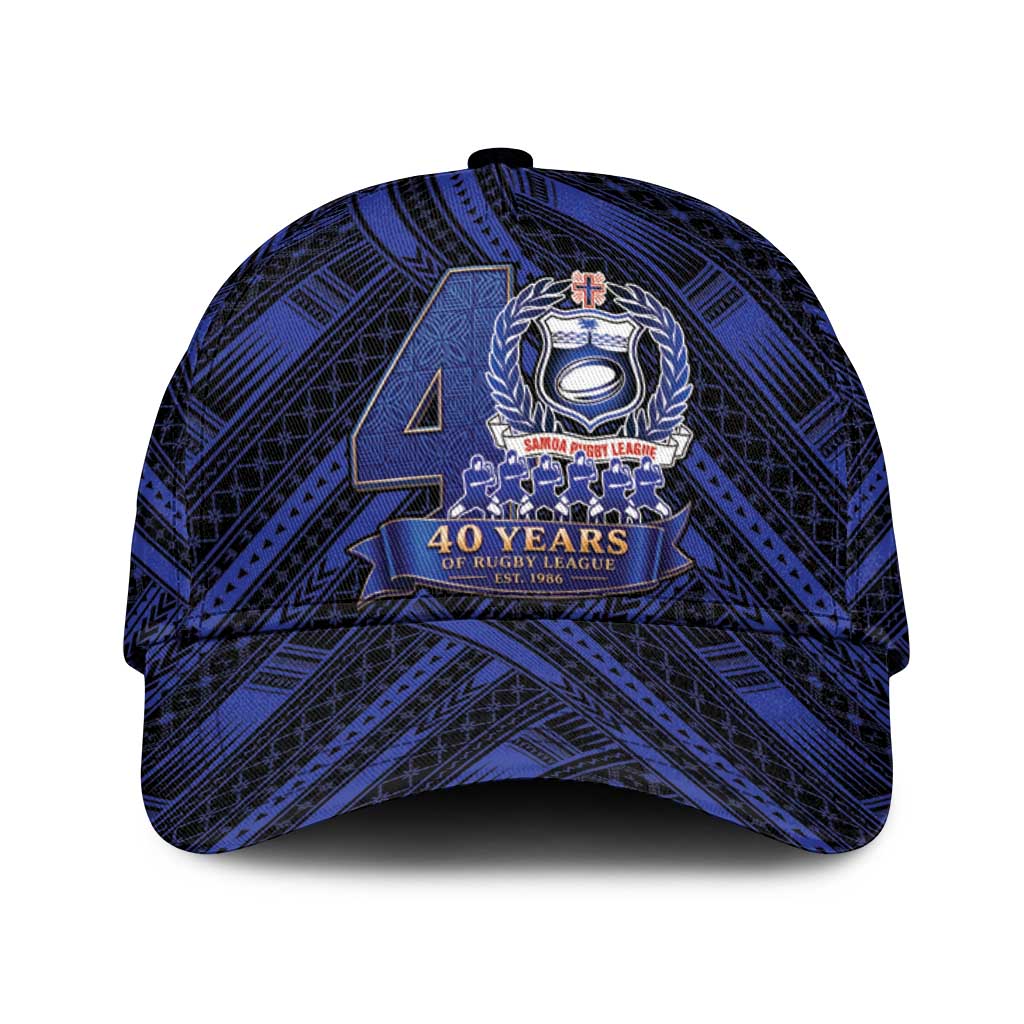 Toa Samoa 40th Anniversary Classic Cap Royal Blue Tribal LT9 Universal Fit Blue - Polynesian Pride