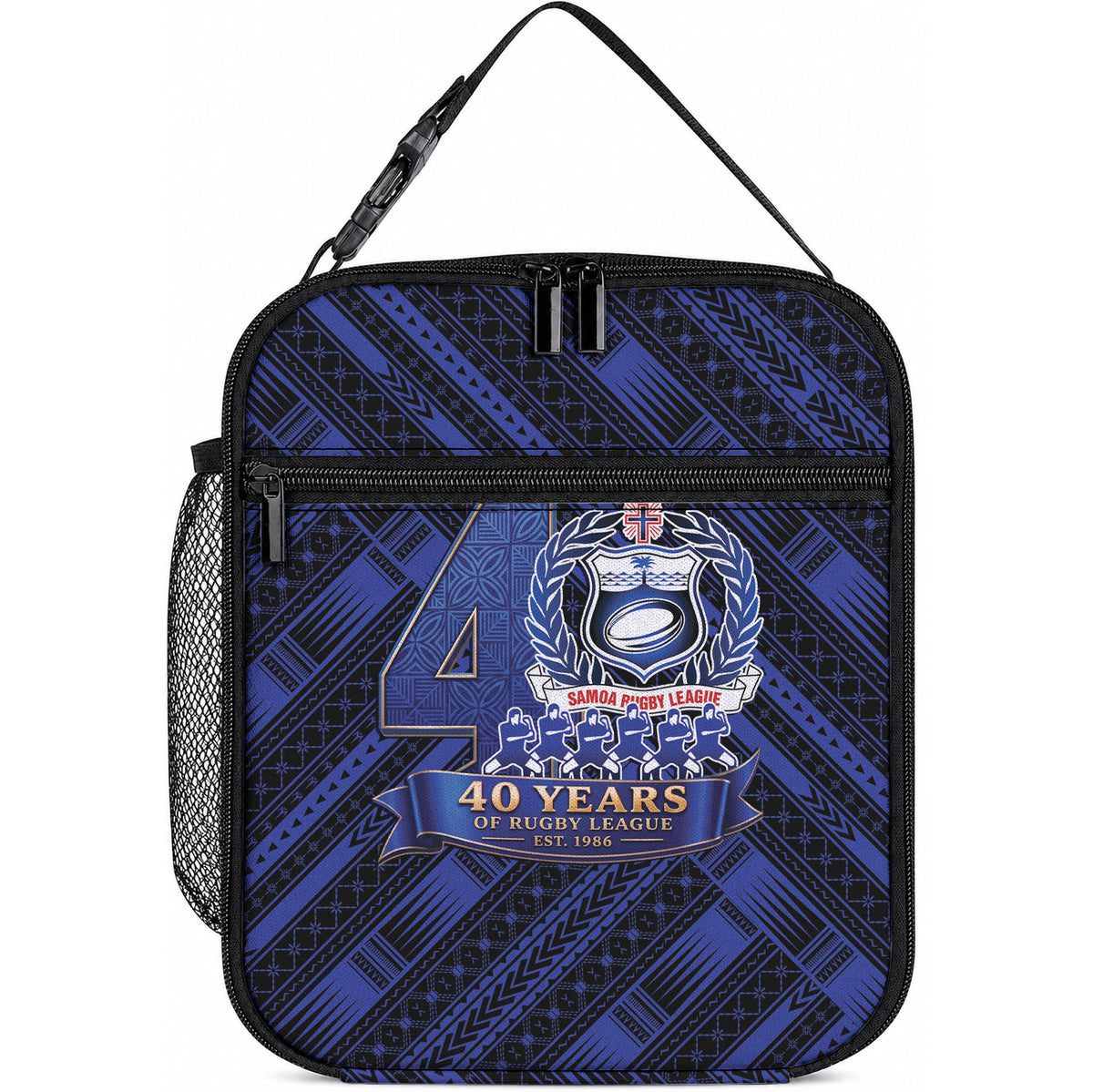 Toa Samoa 40th Anniversary Lunch Bag Royal Blue Tribal LT9 10.2 × 8.3 × 4.3 inch Blue - Polynesian Pride