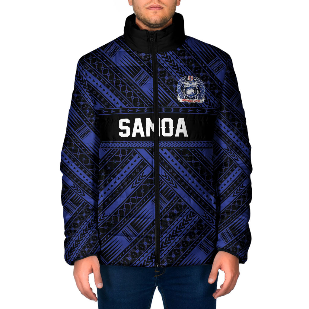Toa Samoa 40th Anniversary Padded Jacket Royal Blue Tribal LT9 Men Blue - Polynesian Pride