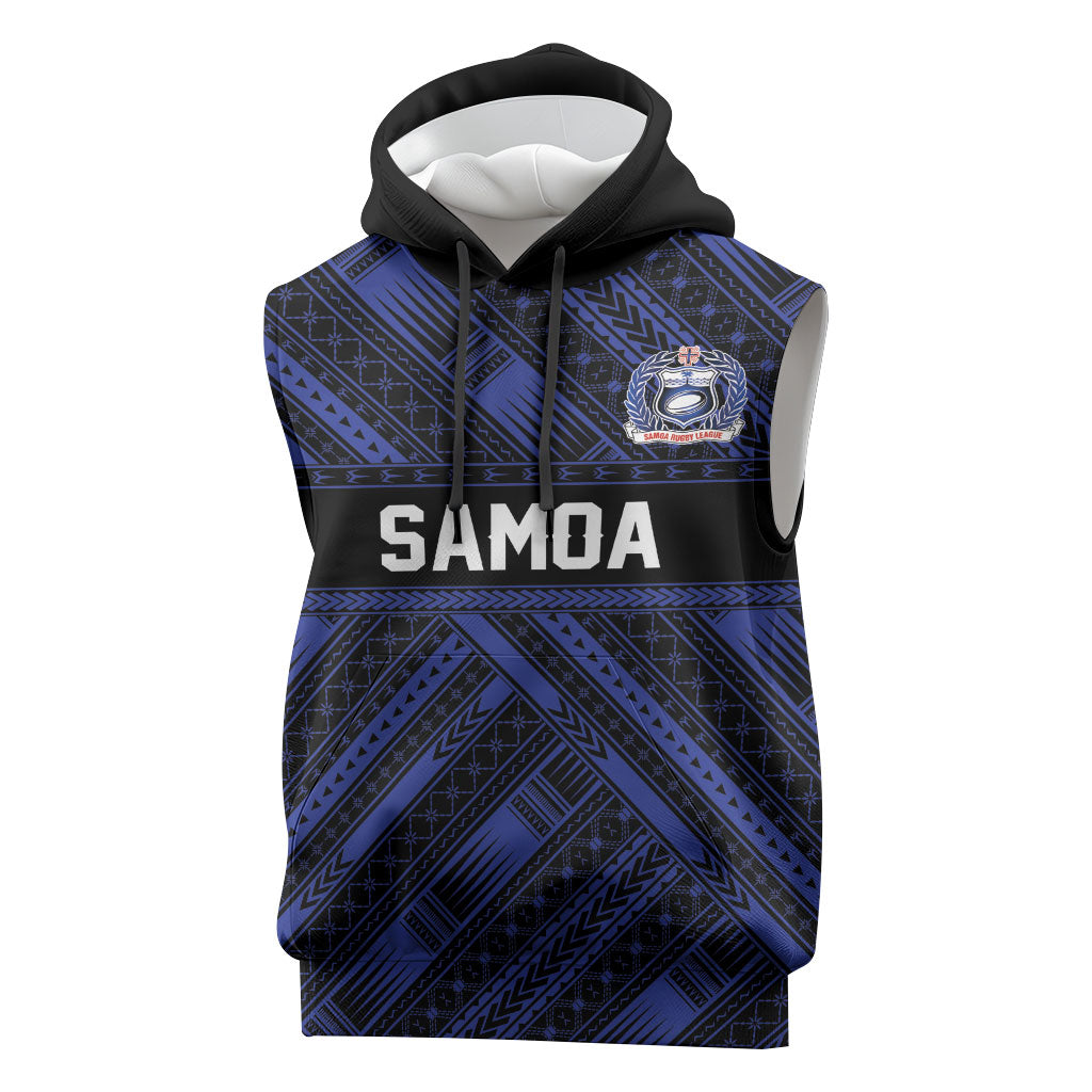 Toa Samoa 40th Anniversary Sleeveless Hoodie Royal Blue Tribal LT9 Blue - Polynesian Pride